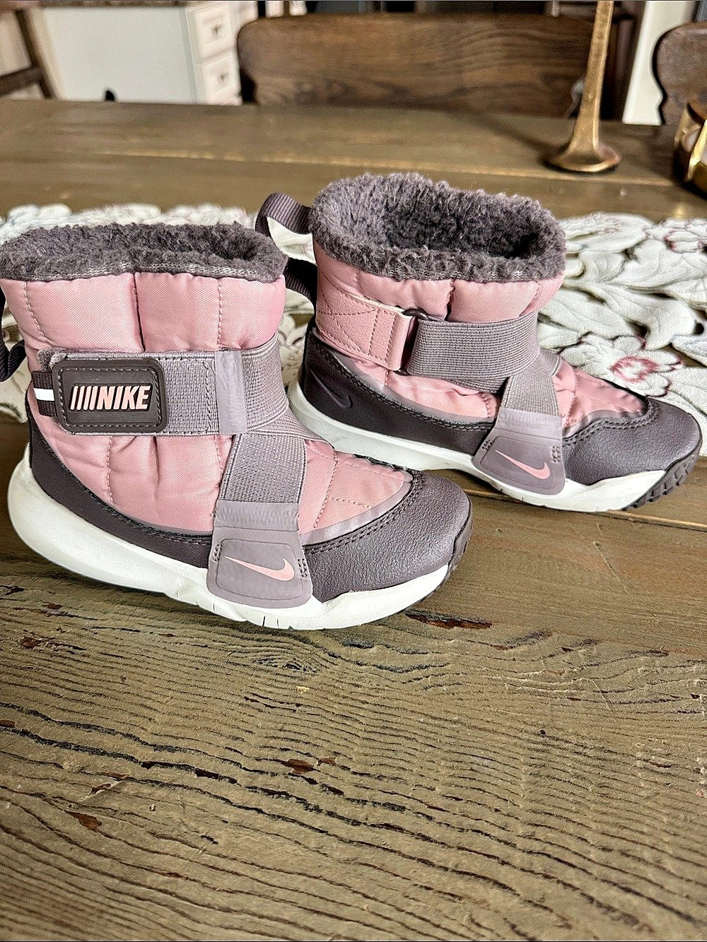 Nike Flex Advance Winter Boot Kids Pink & Purplish Gray Boots SIZE 11